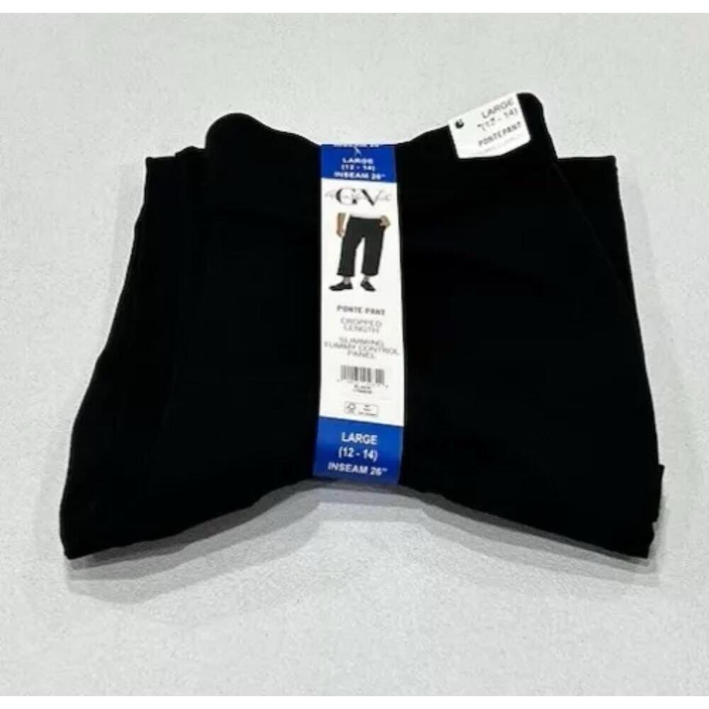 Gloria Vanderbilt Women's Cropped Ponte Pants, Black, Size L (12-14). AM